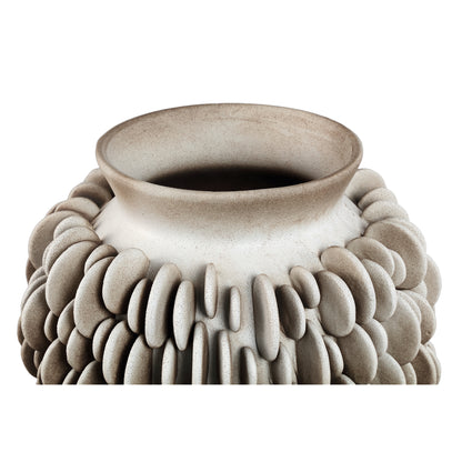 Wina Beige Ceramic Vase With Round Scales Low Small PTMD