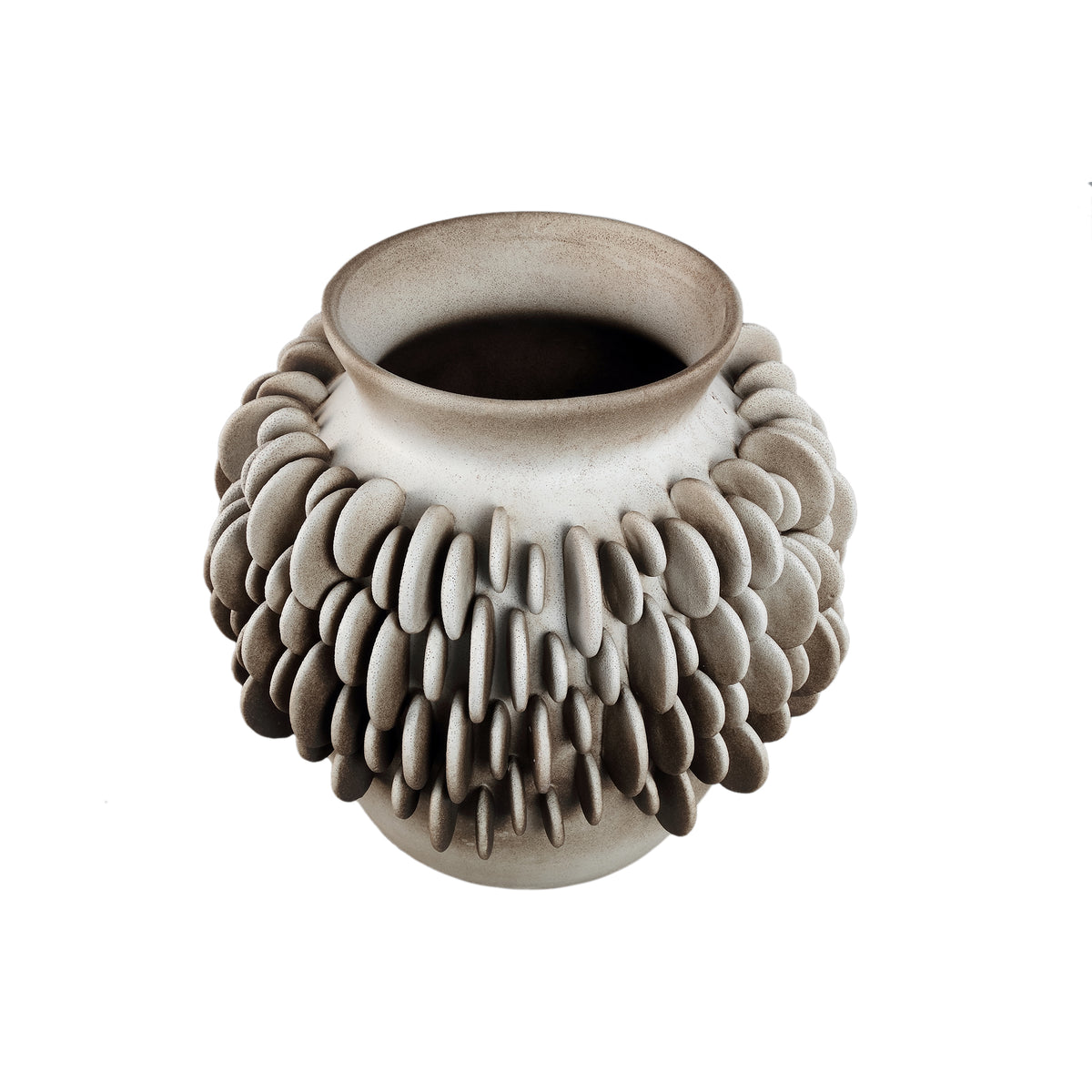 Wina Beige Ceramic Vase With Round Scales Low L PTMD