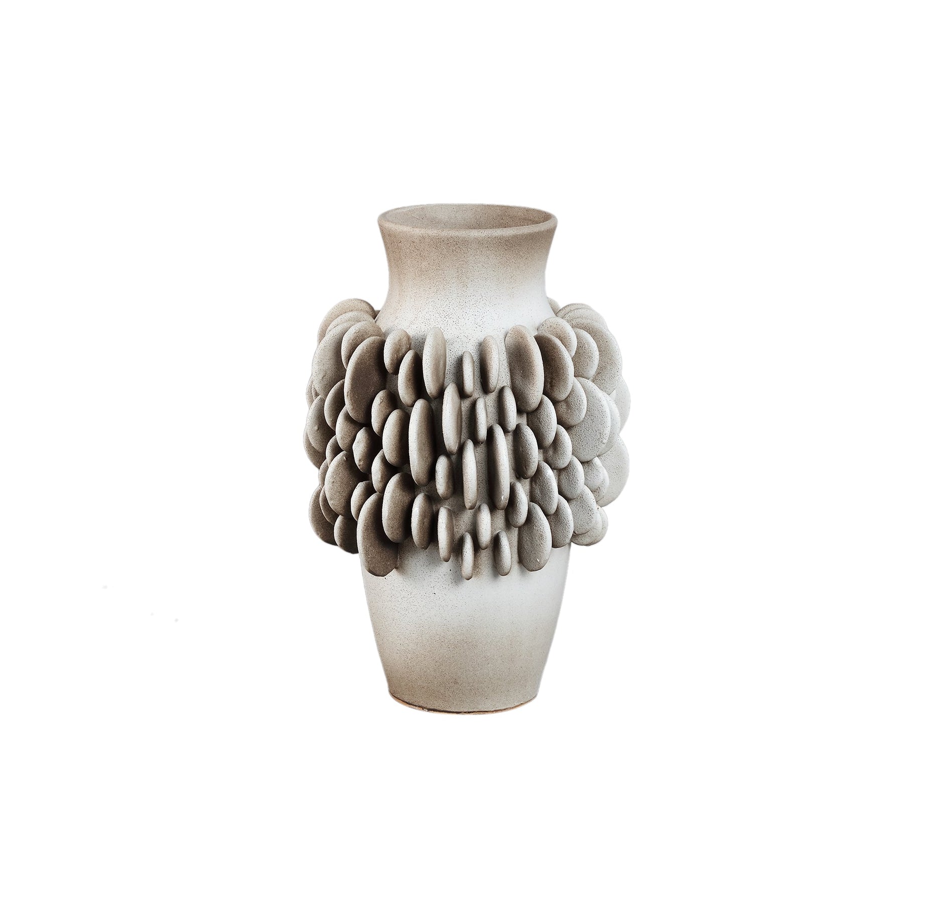 Wina Beige Ceramic Vase With Round Scales High Small PTMD