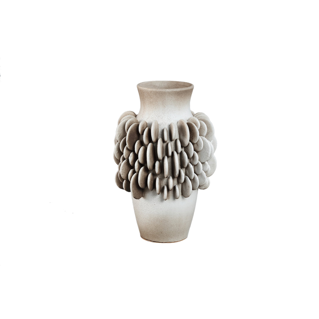 Wina Beige Ceramic Vase With Round Scales High Small PTMD