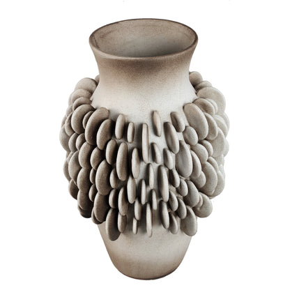 Wina Beige Ceramic Vase With Round Scales High L PTMD
