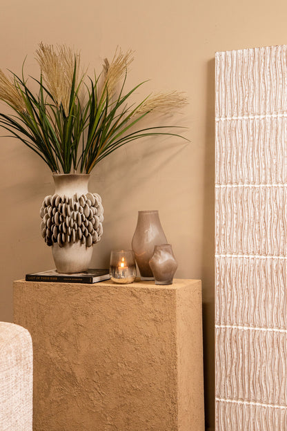 Wina Beige Ceramic Vase With Round Scales High L PTMD