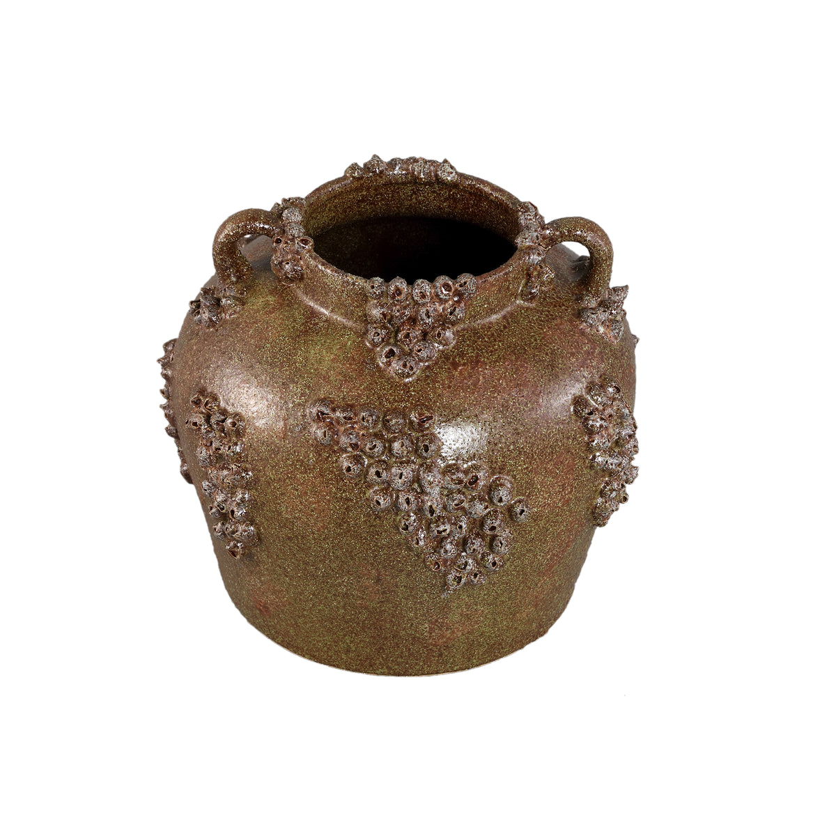 Deisy Green Ceramic Jar With Handles Rough Coral L PTMD