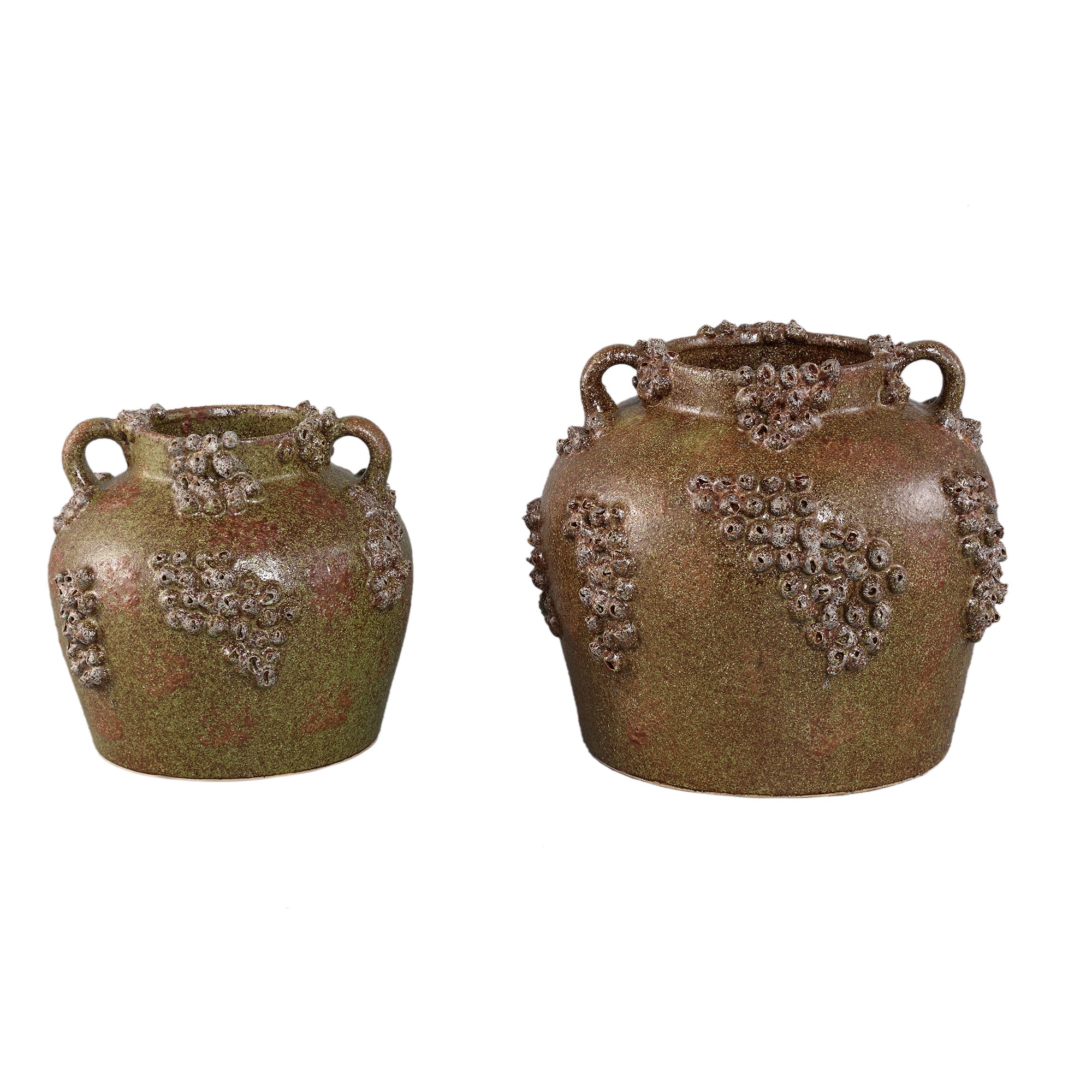 Deisy Green Ceramic Jar With Handles Rough Coral L PTMD