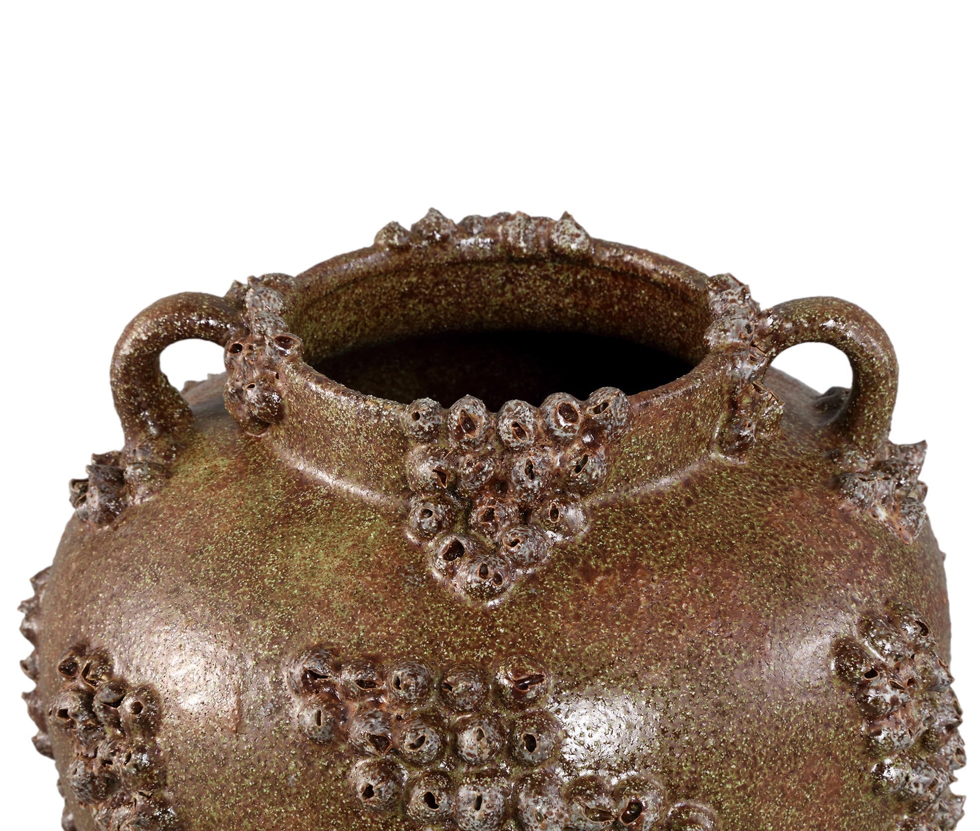 Deisy Green Ceramic Jar With Handles Rough Coral L PTMD