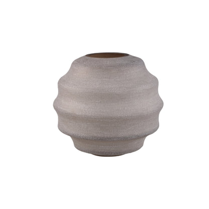 Elladie Beige Round Glass Layered Vase Low PTMD