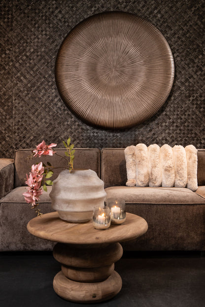 Elladie Beige Round Glass Layered Vase Low PTMD