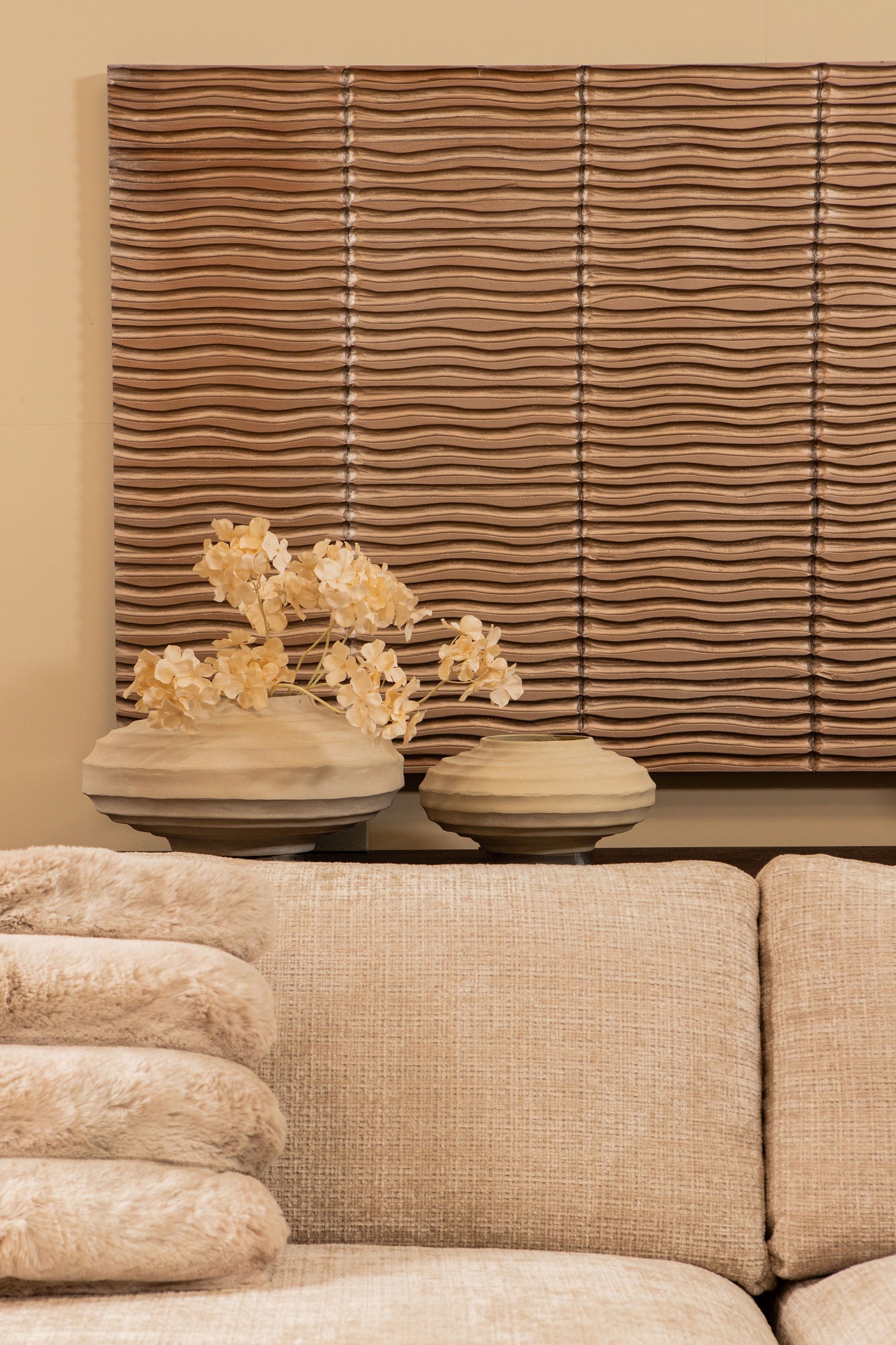 Seline Bronze MDF Wavy Stripe Layer Wall Panel L PTMD