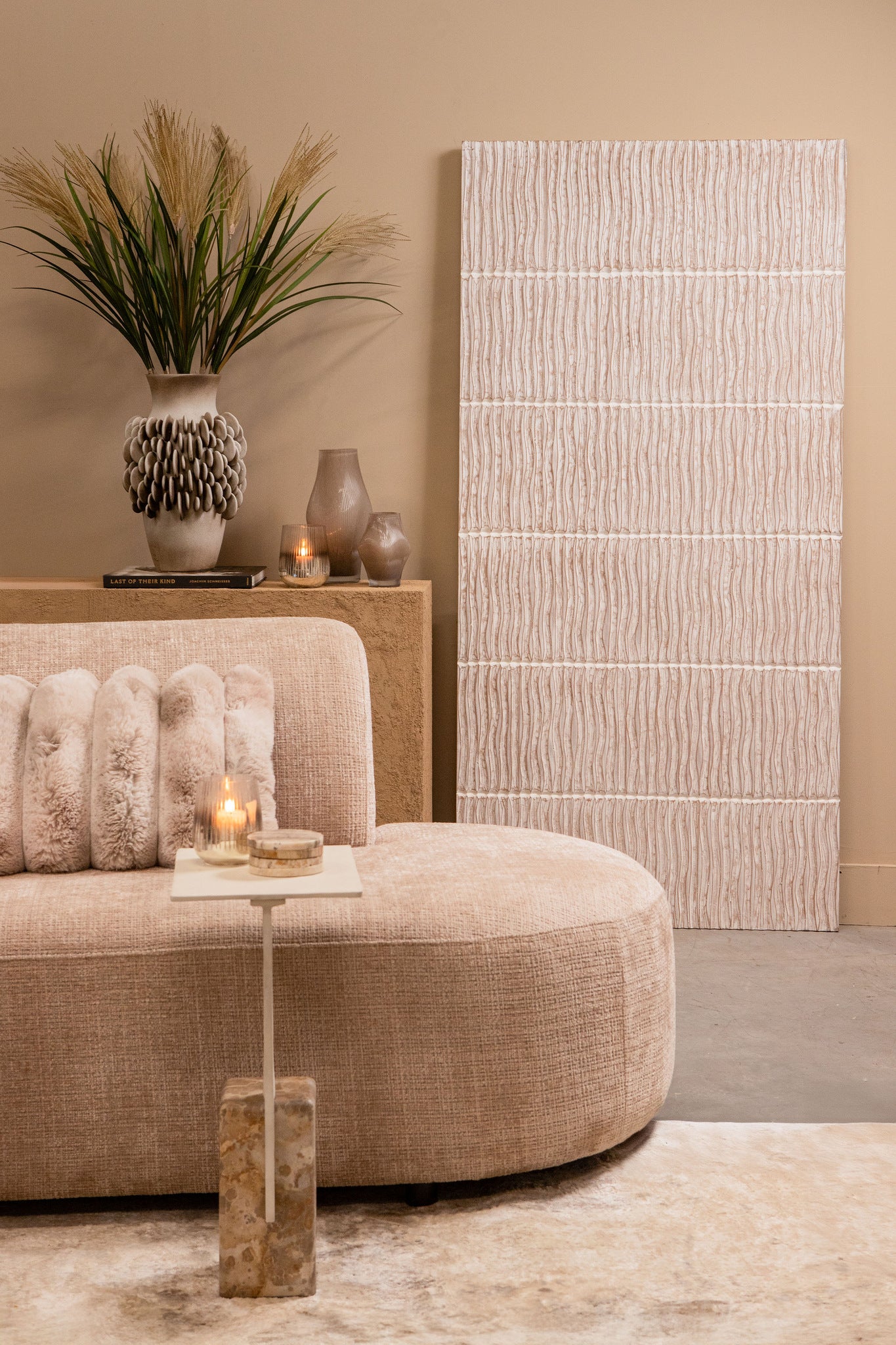 Seline White MDF Wavy Stripe Layer Wall Panel L PTMD