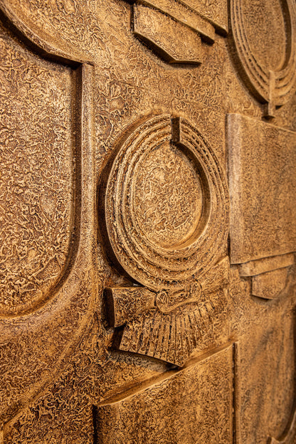 Saku Beige MDF Aancient Symbols Antique Wall Panel PTMD