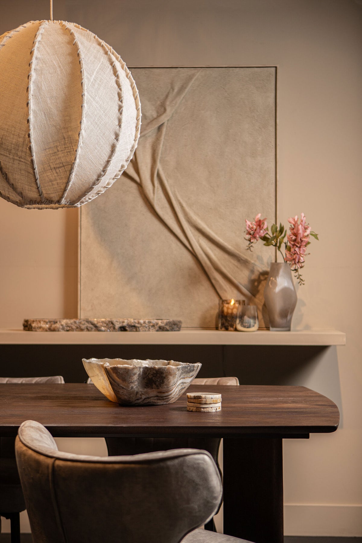 Hanglamp Myka Creme Jute Bolvorm Large PTMD