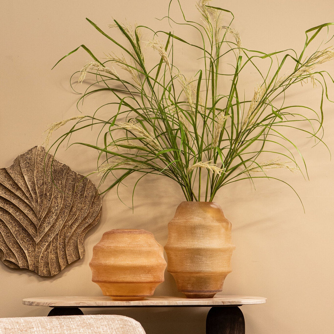Elladie Amber Round Glass Layered Vase High PTMD