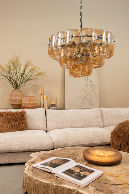 Elladie Amber Round Glass Layered Vase High PTMD