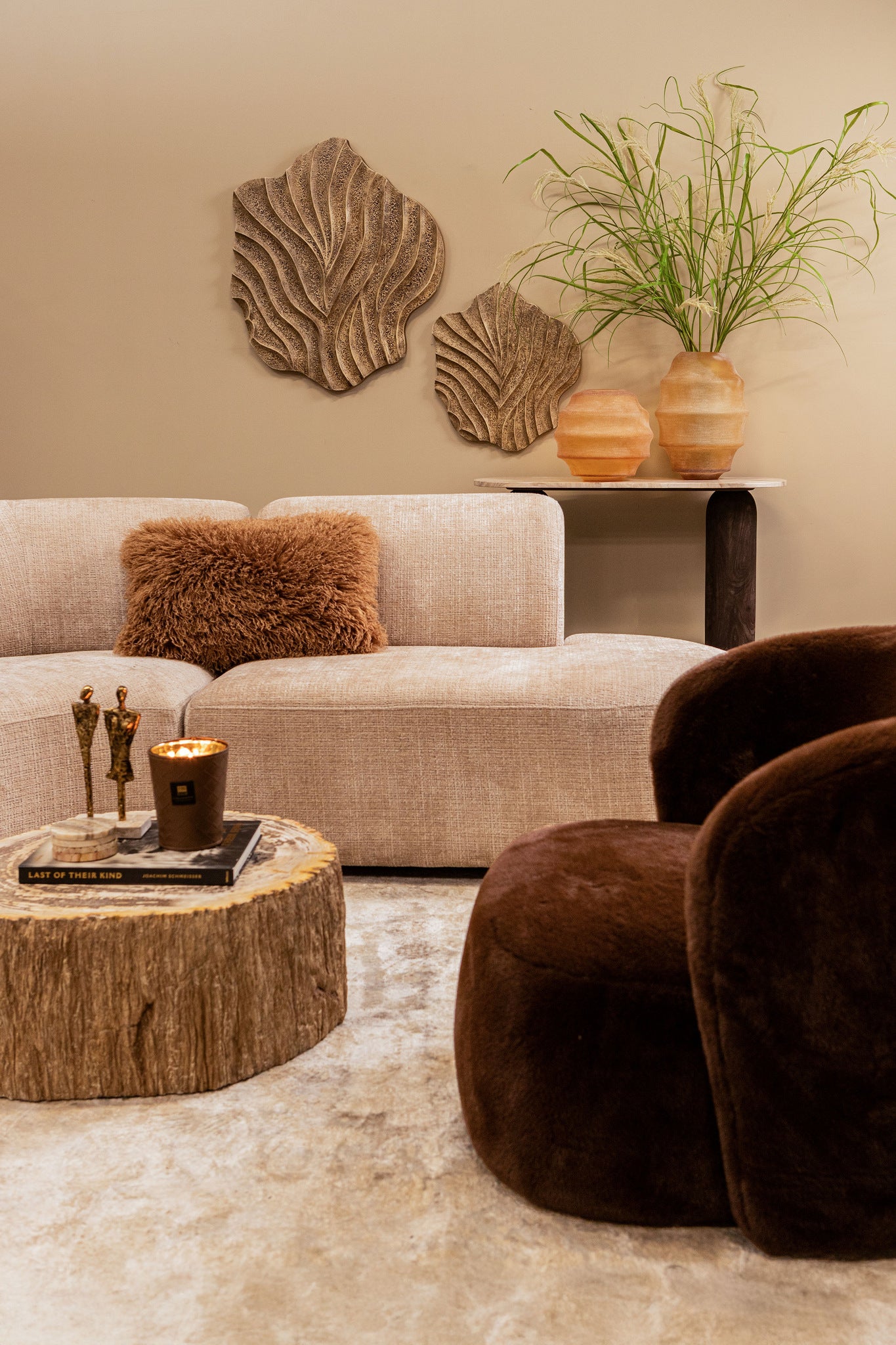Elladie Amber Round Glass Layered Vase High PTMD