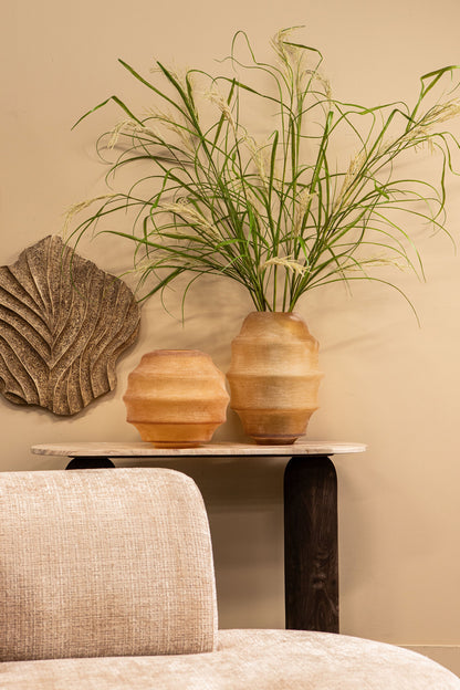 Elladie Amber Round Glass Layered Vase Low PTMD
