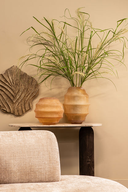 Elladie Amber Round Glass Layered Vase Low PTMD