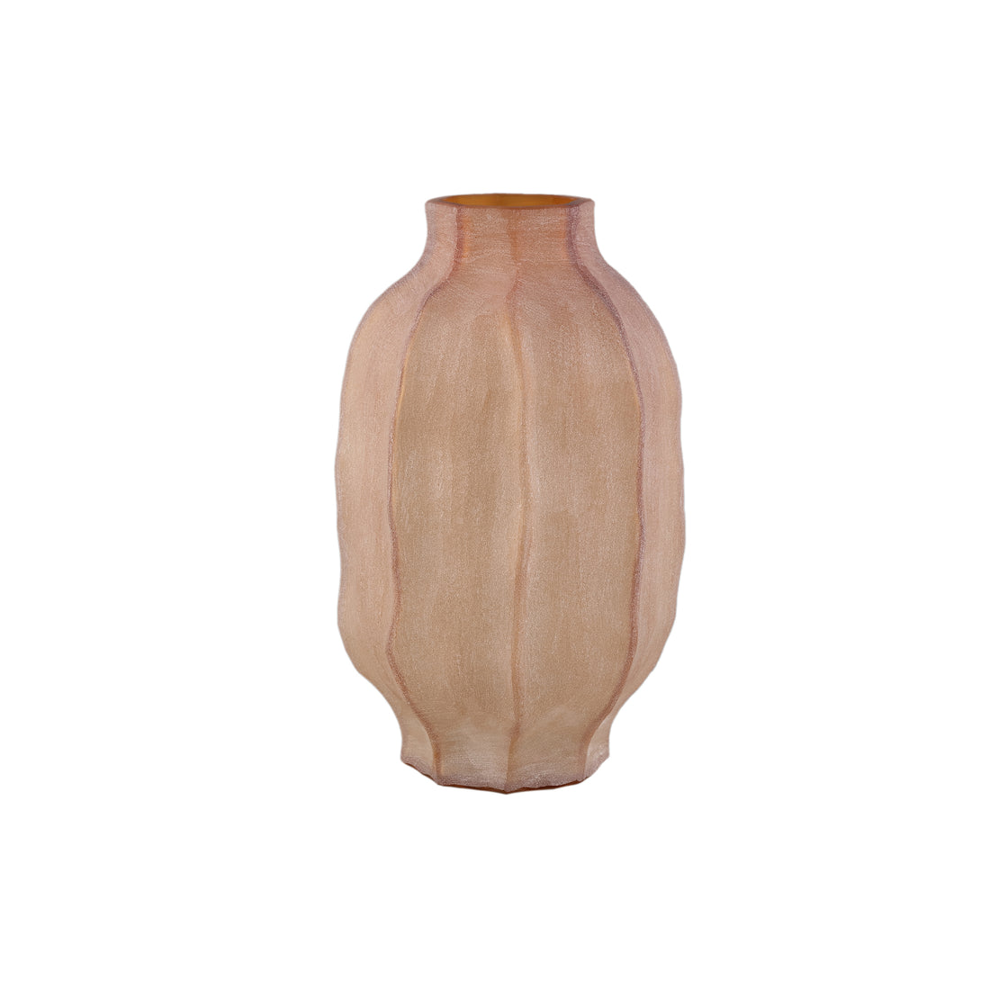 Natae Amber Round Glass Ribbed Vase High PTMD