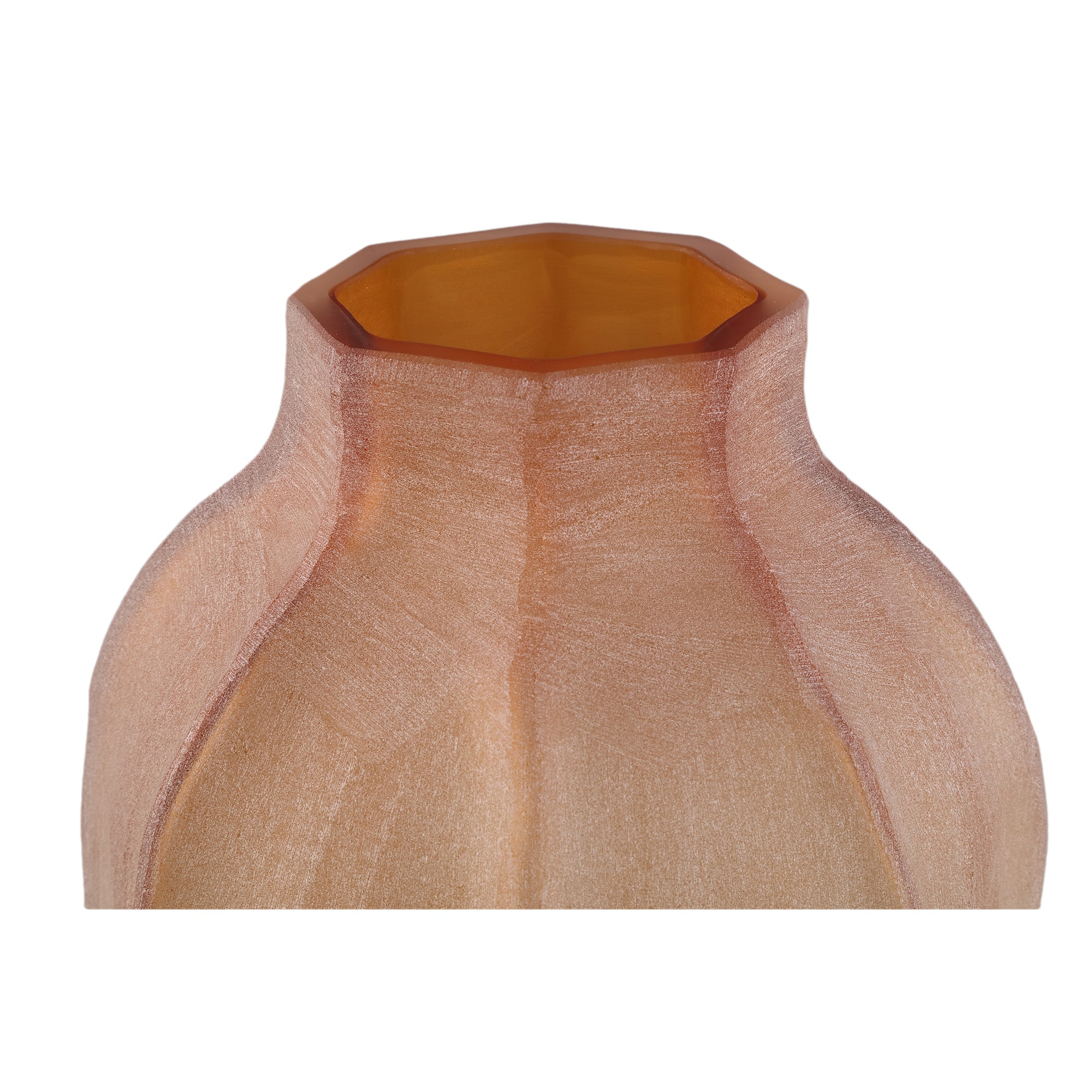 Natae Amber Round Glass Ribbed Vase High PTMD