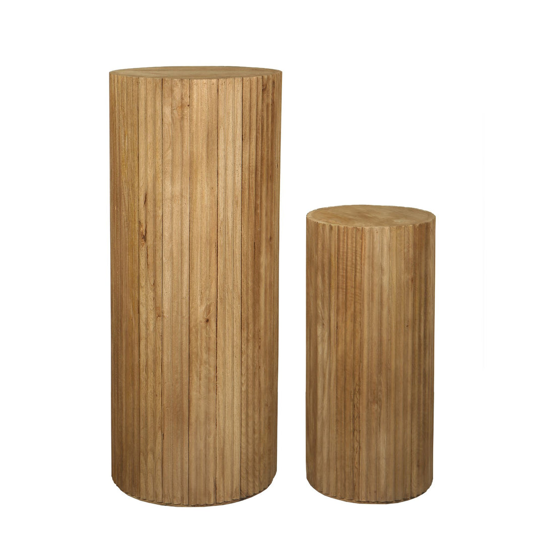 Jerra Natur gerippeltes Mangoholz-Podest-Set 2-teilig PTMD