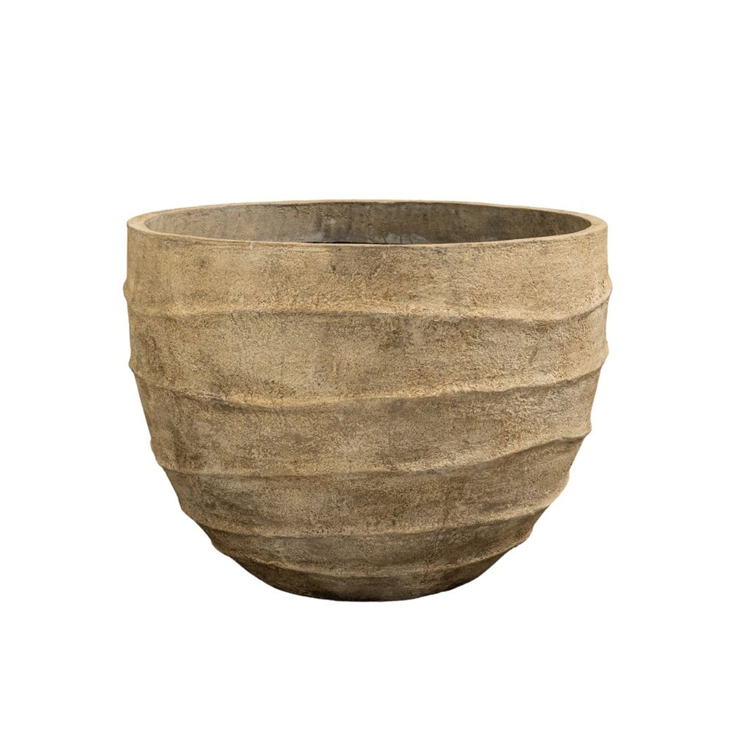 Ravi Beige cement fibre pot wavy pattern PTMD