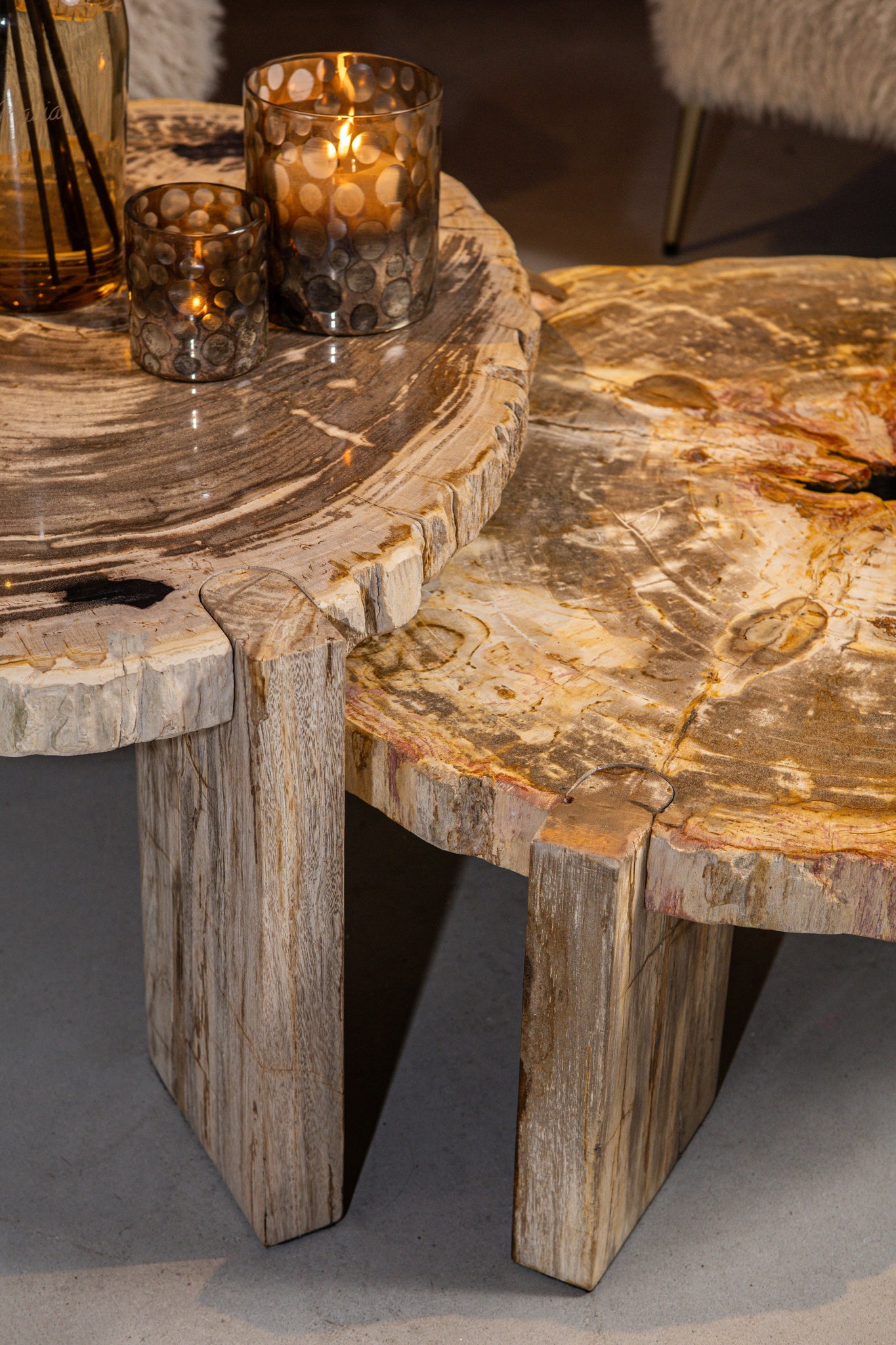 Salontafel Kayo Naturel Versteend hout 3 Poten Hoog PTMD