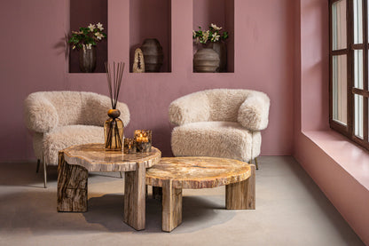 Salontafel Kayo Naturel Versteend Hout 3 Poten Laag PTMD