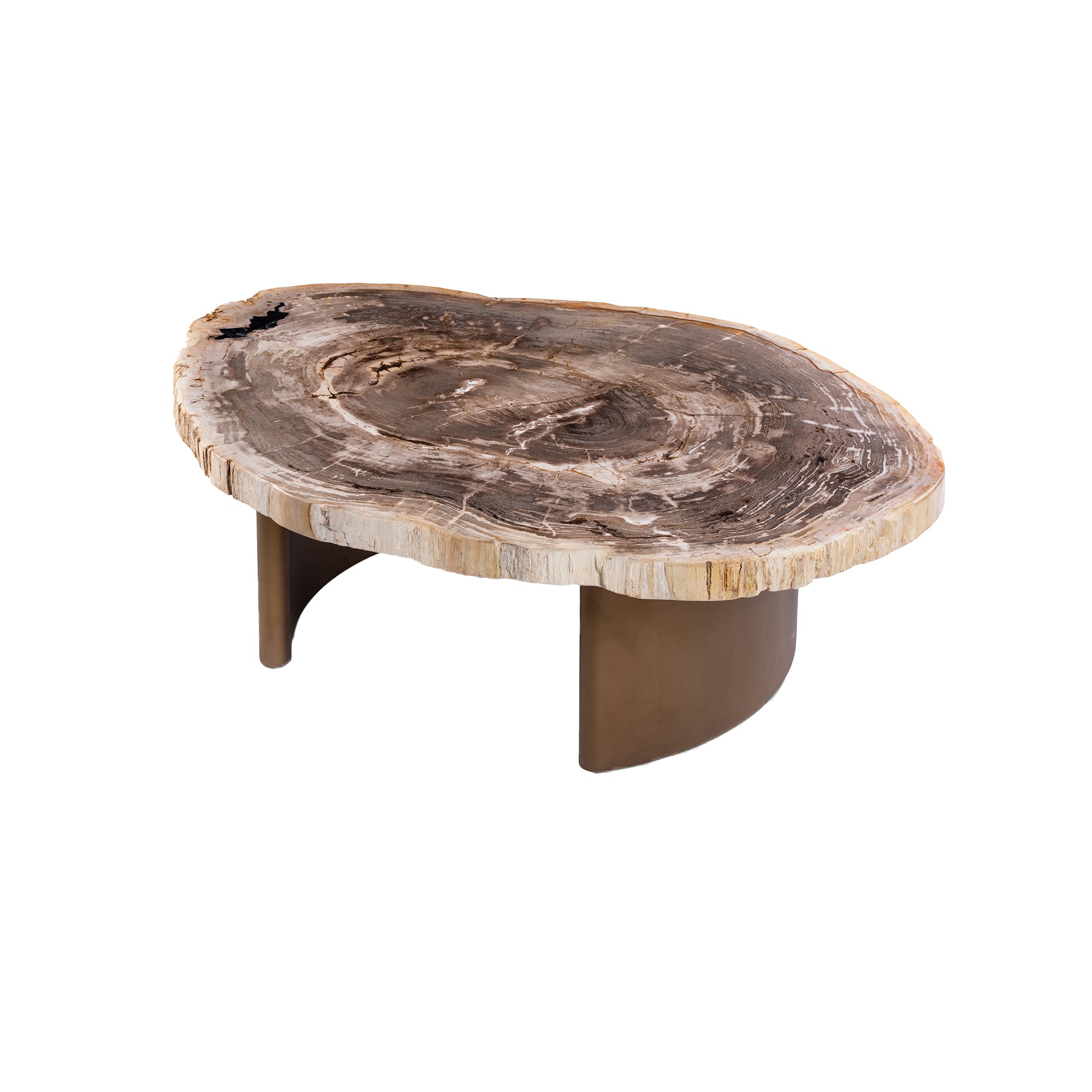 Salontafel Yoel Naturel Versteend hout Bras Base PTMD