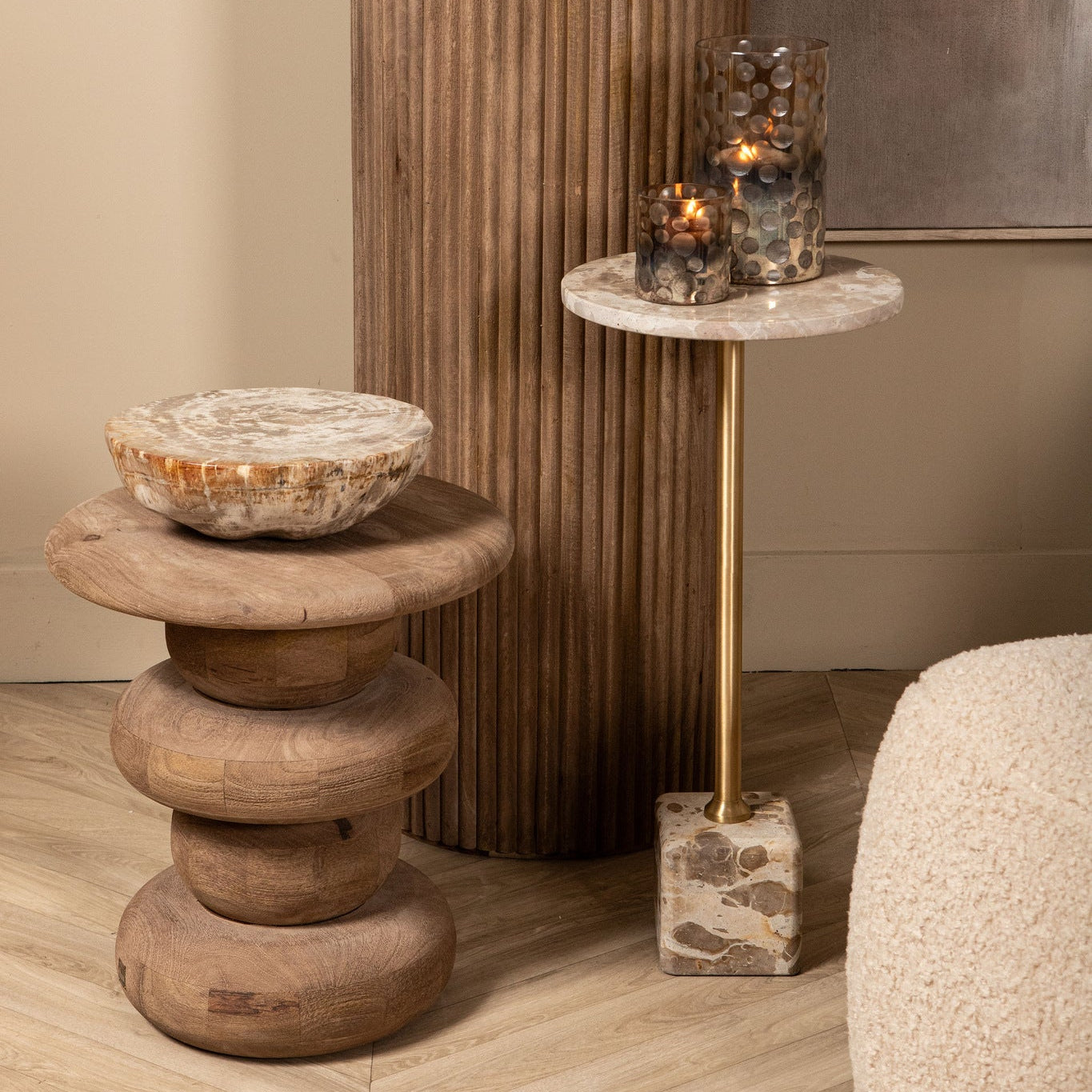 Bethe Natural Petrified Wood Half Ball Display S PTMD