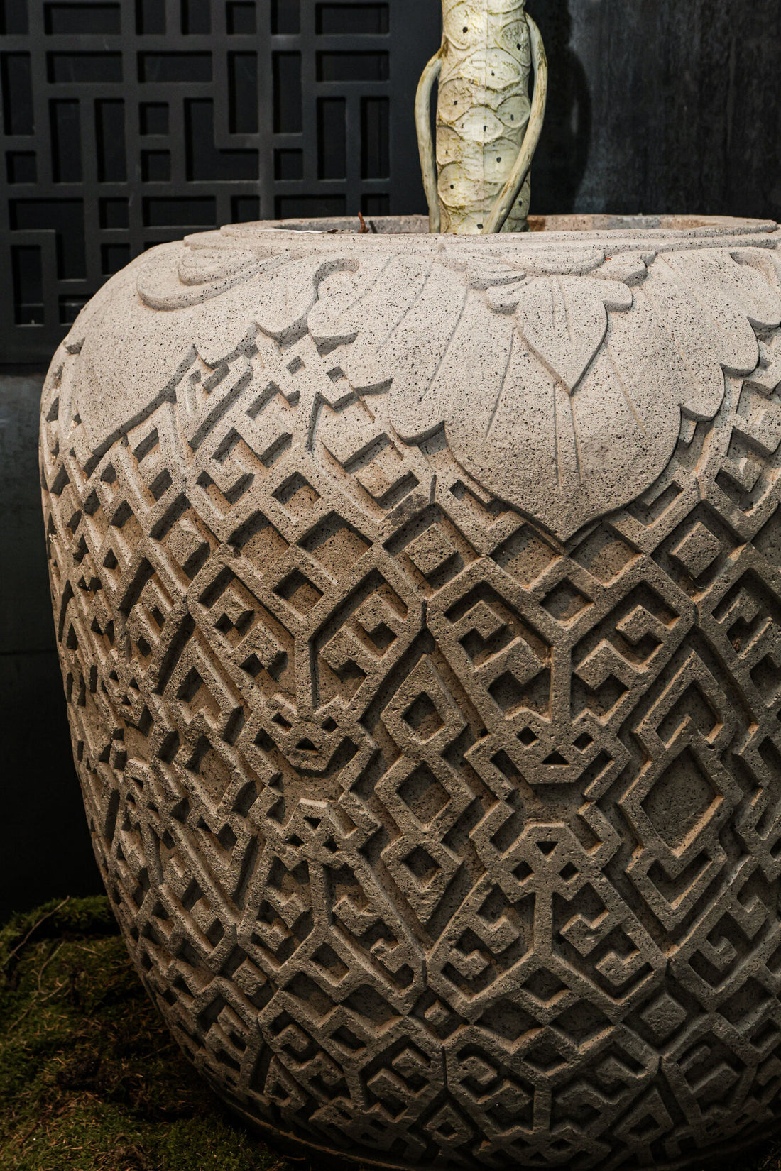 Bloempot Luzmari Grijs Cement Rond Groot PTMD