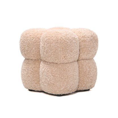 Teddy Beige Fabric Square Pouf PTMD