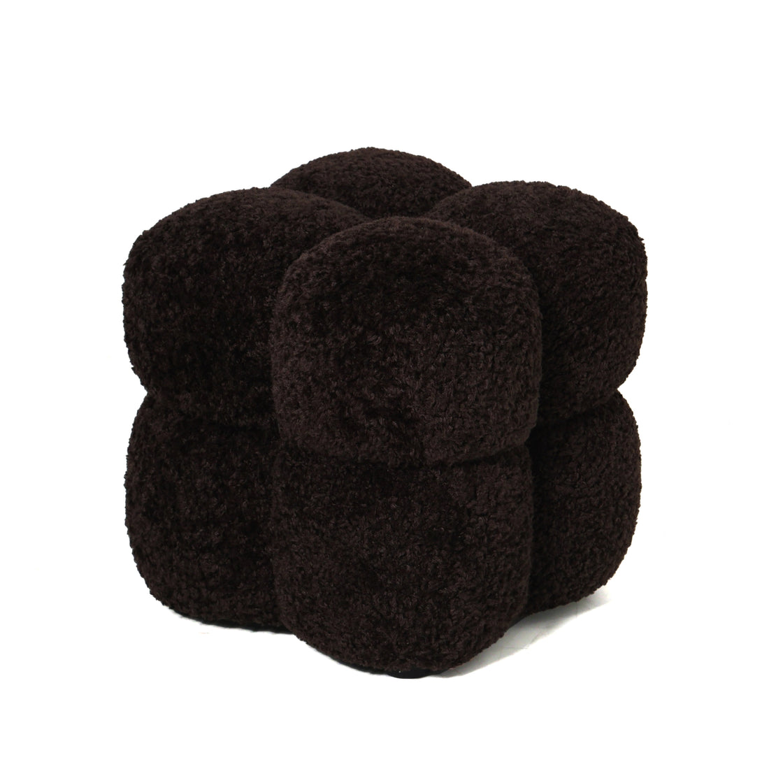 Teddy Dark Brown Fabric Square Poef PTMD
