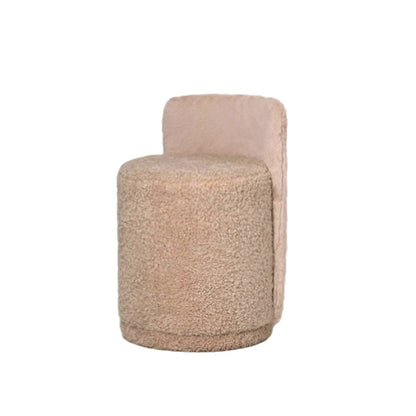 Poef Brandon Beige Stof Rond Pouf Met Rugleuning PTMD