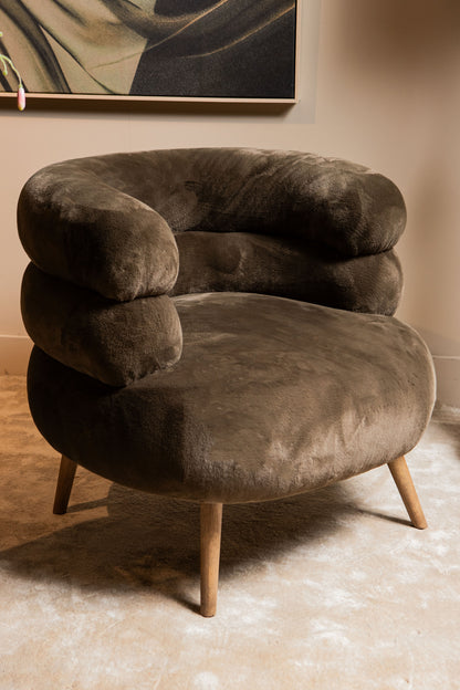 Nelly Dark Brown Fabric Fur Fauteuil PTMD