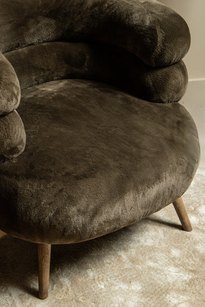 Nelly Dark Brown Fabric Fur Fauteuil PTMD