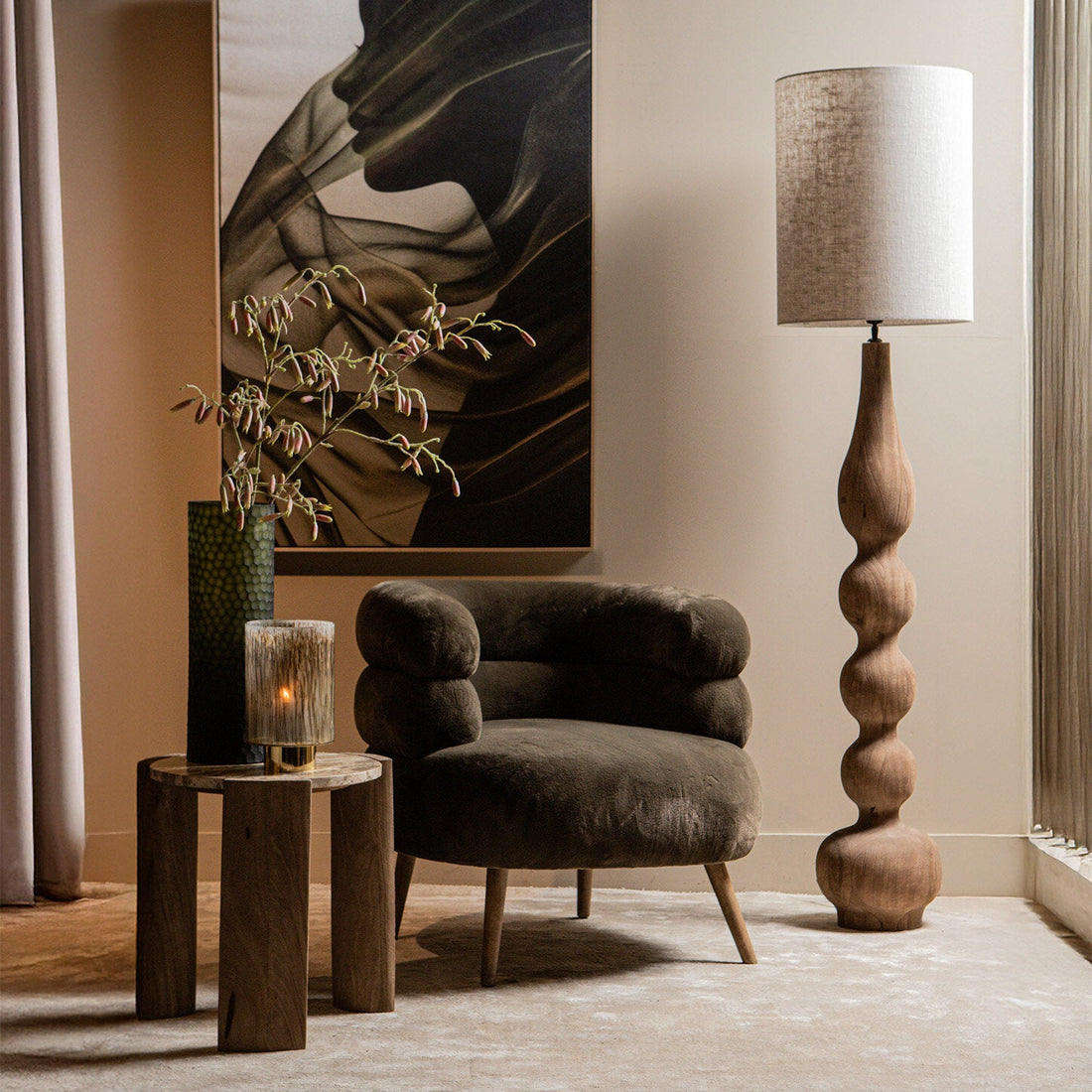 Nelly Dark Brown Fabric Fur Fauteuil PTMD
