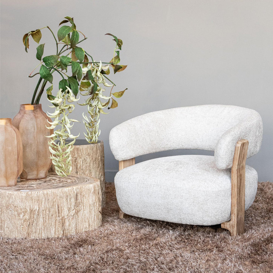 Mire Cream Fauteuil Legacy 15 Dove Rubber wood PTMD