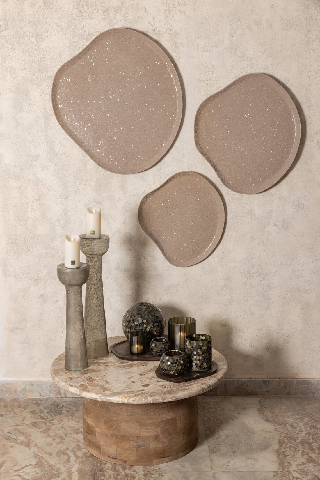 Dezia Wandpaneel Eisen Beige Mosaik Organisch Medium PTMD