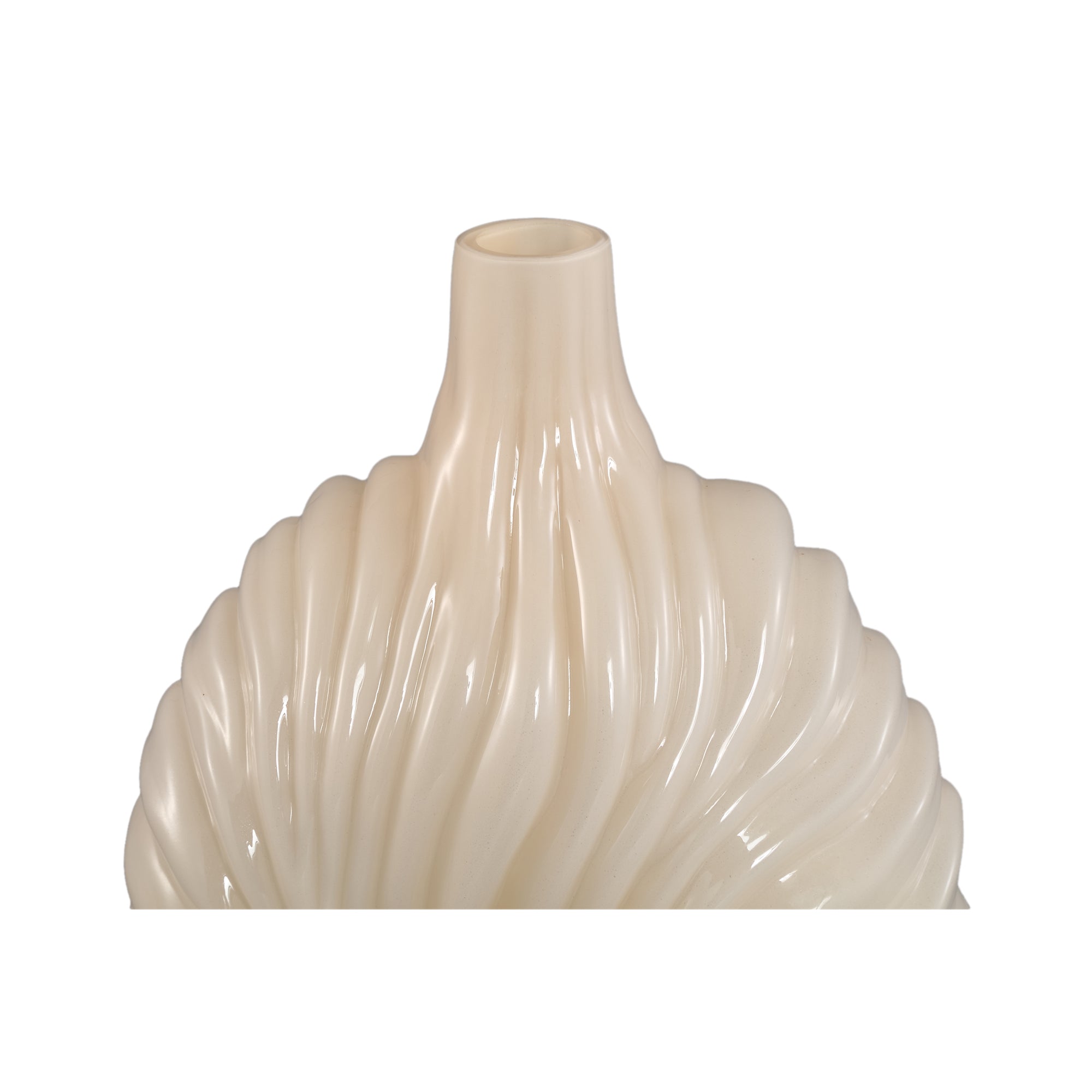 Vaas Kelline Creme Rond Geribbelde Glas Hoog PTMD