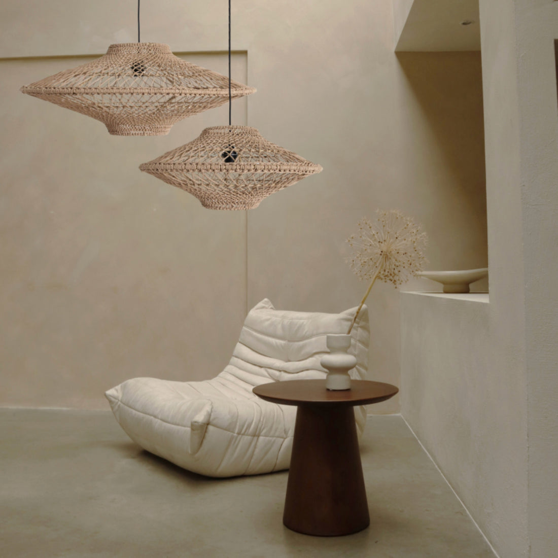 Raw Materials Hanglamp Corda Touw Naturel Set van 2