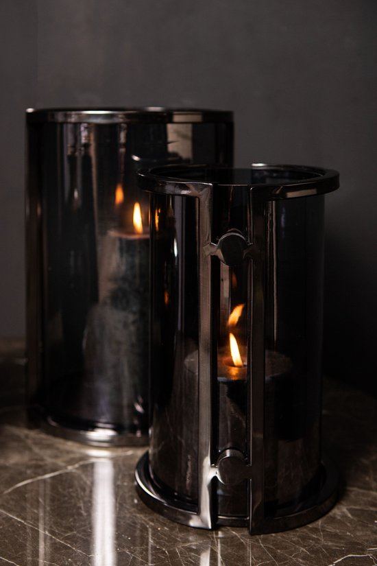 Windlicht Jarie Gunmetal Roestvrijstaal Frame Large PTMD