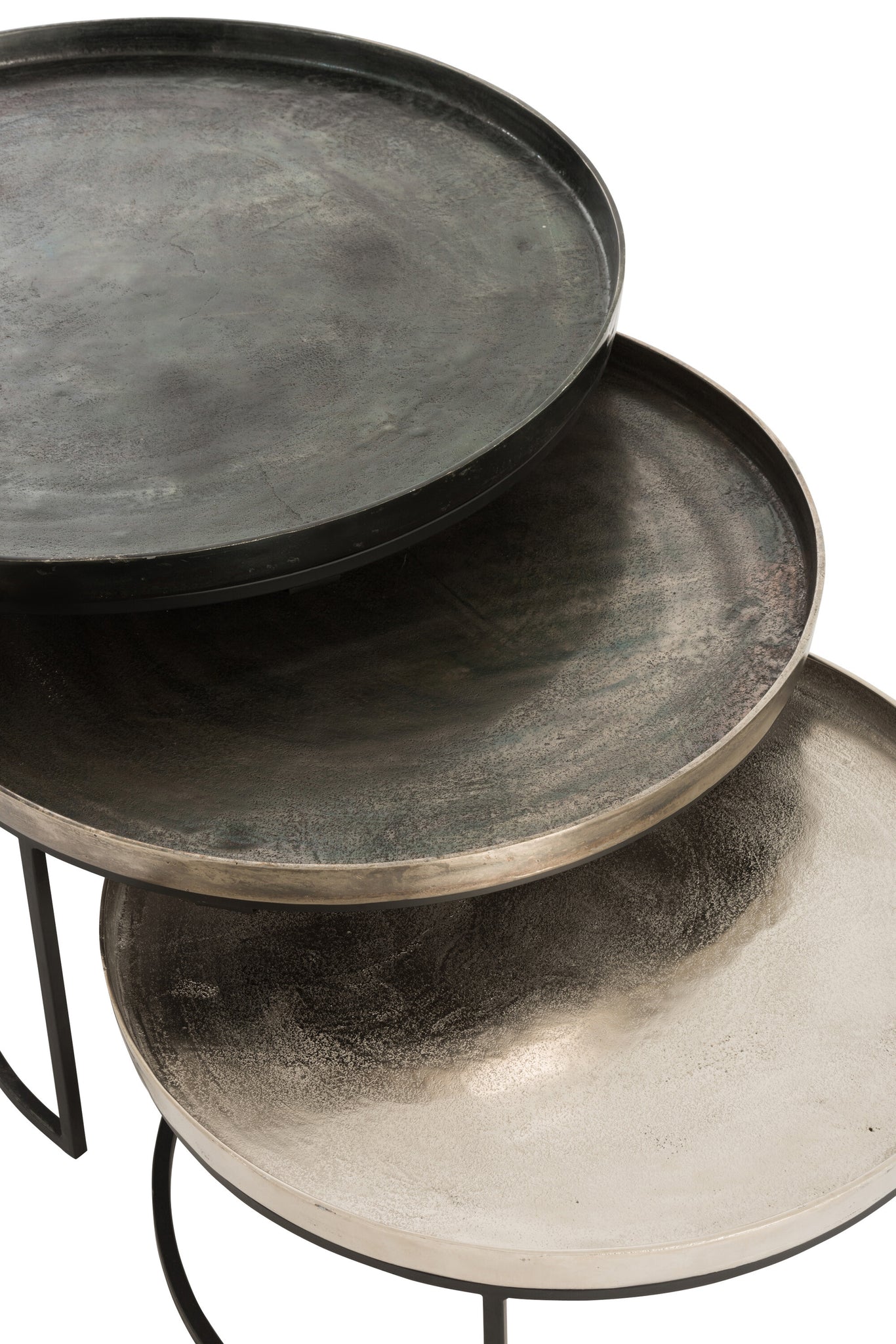 Bijzettafels Rond Aluminium Zwart/Mix Set van 3 J-Line