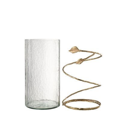 Glazen Windlichten met Gouden Bladeren Set van 3 J-Line