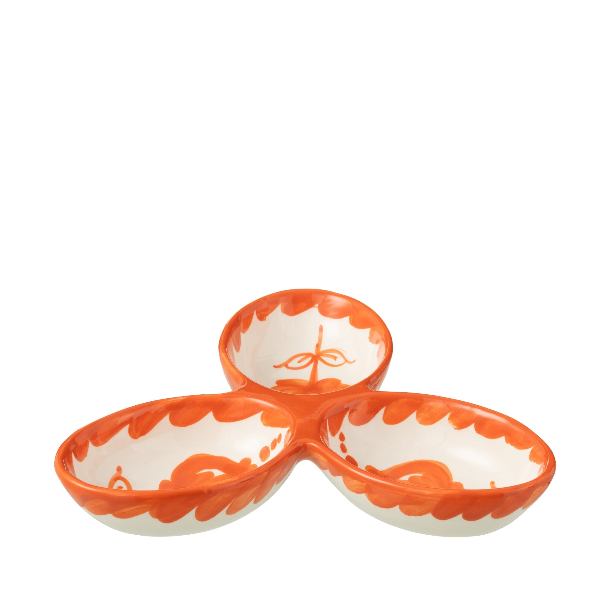 Apero Bakjes Granada Motief Oranje/Wit Keramiek J-Line