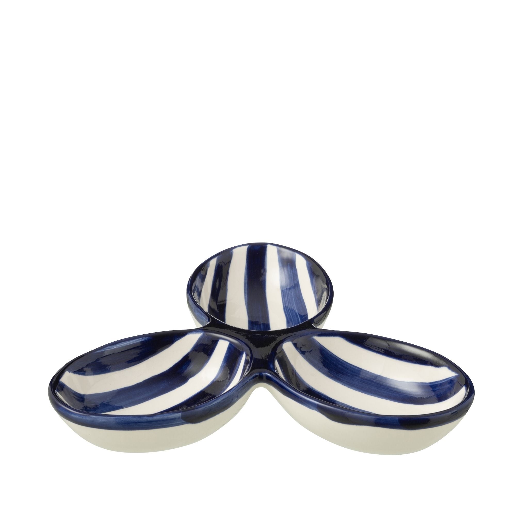 Apero Bakjes Granada Strepen Cobalt Blauw/Wit Keramiek J-Line