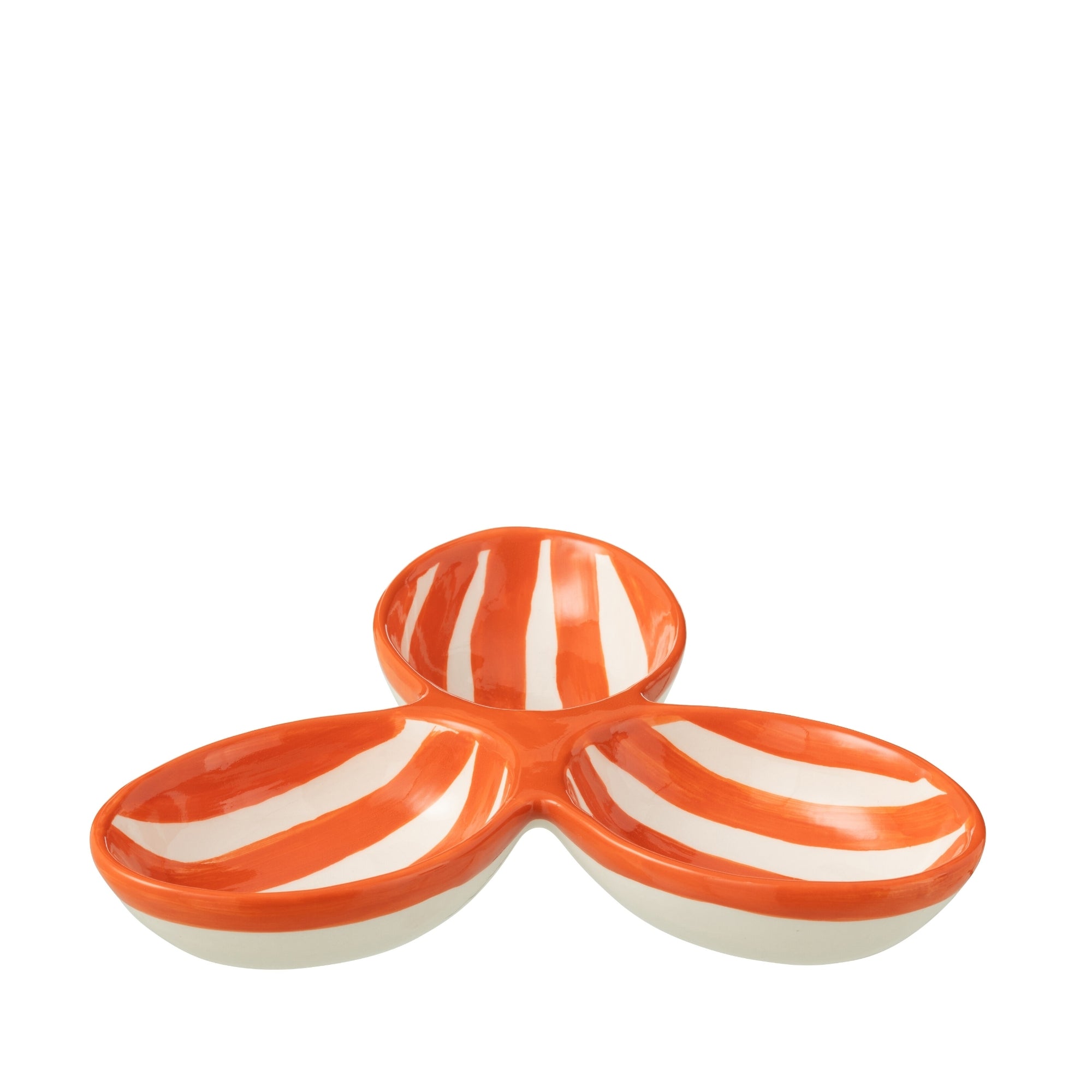 Apero Bakjes Granada Strepen Oranje/Wit Keramiek J-Line