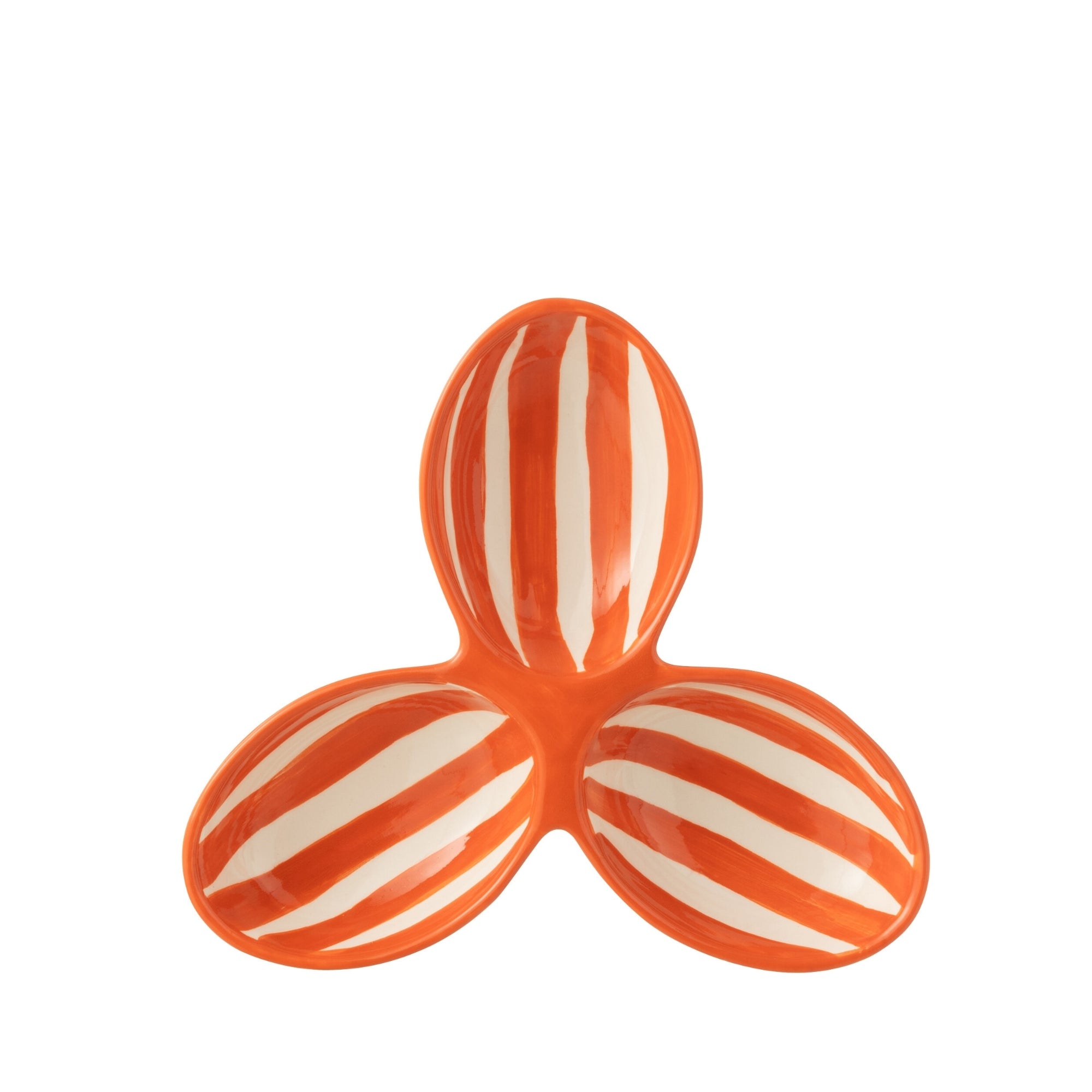 Apero Bakjes Granada Strepen Oranje/Wit Keramiek J-Line