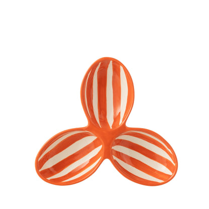 Apero Bakjes Granada Strepen Oranje/Wit Keramiek J-Line