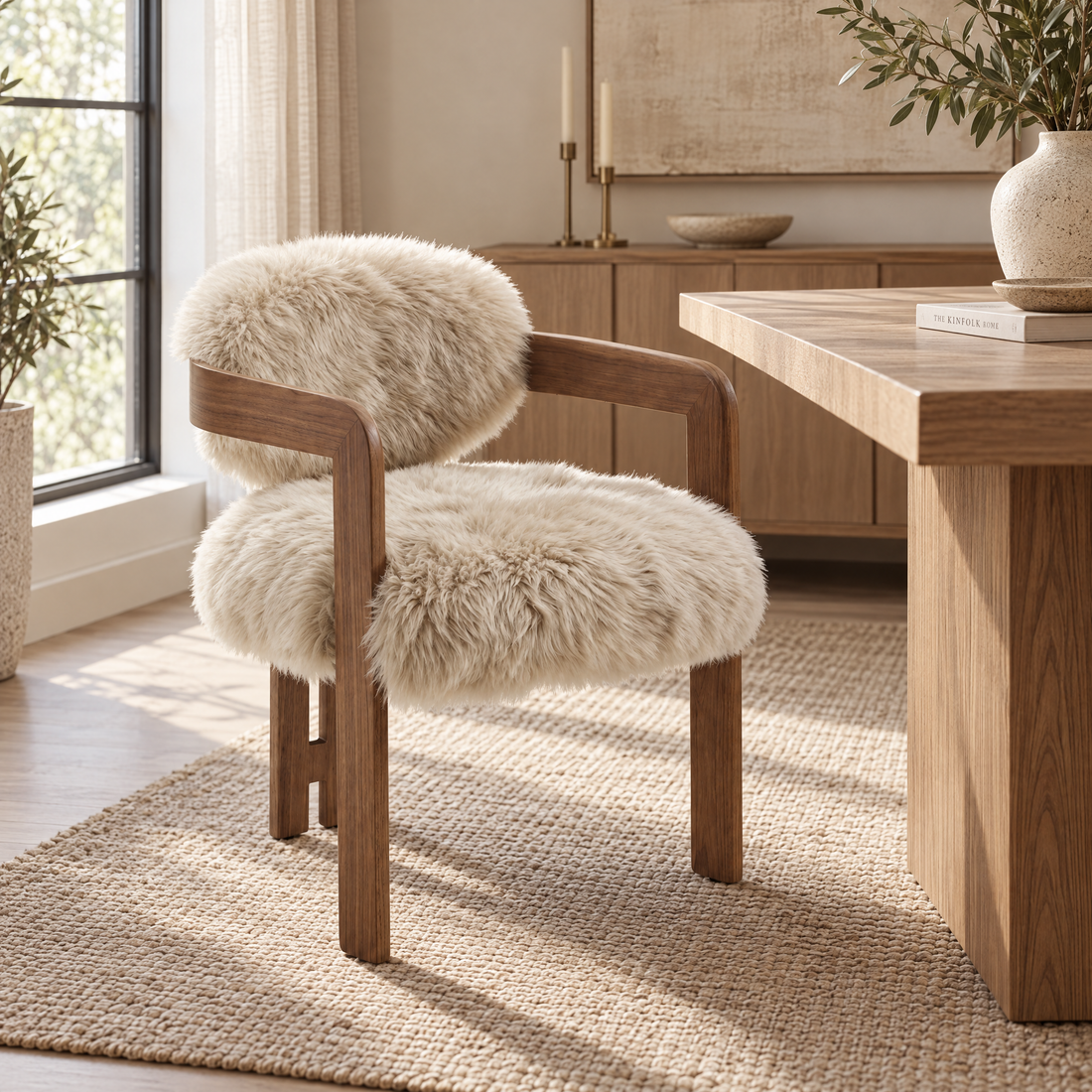 Avelon Esszimmerstuhl Echtes Schaffell Beige Eschenholz PTMD