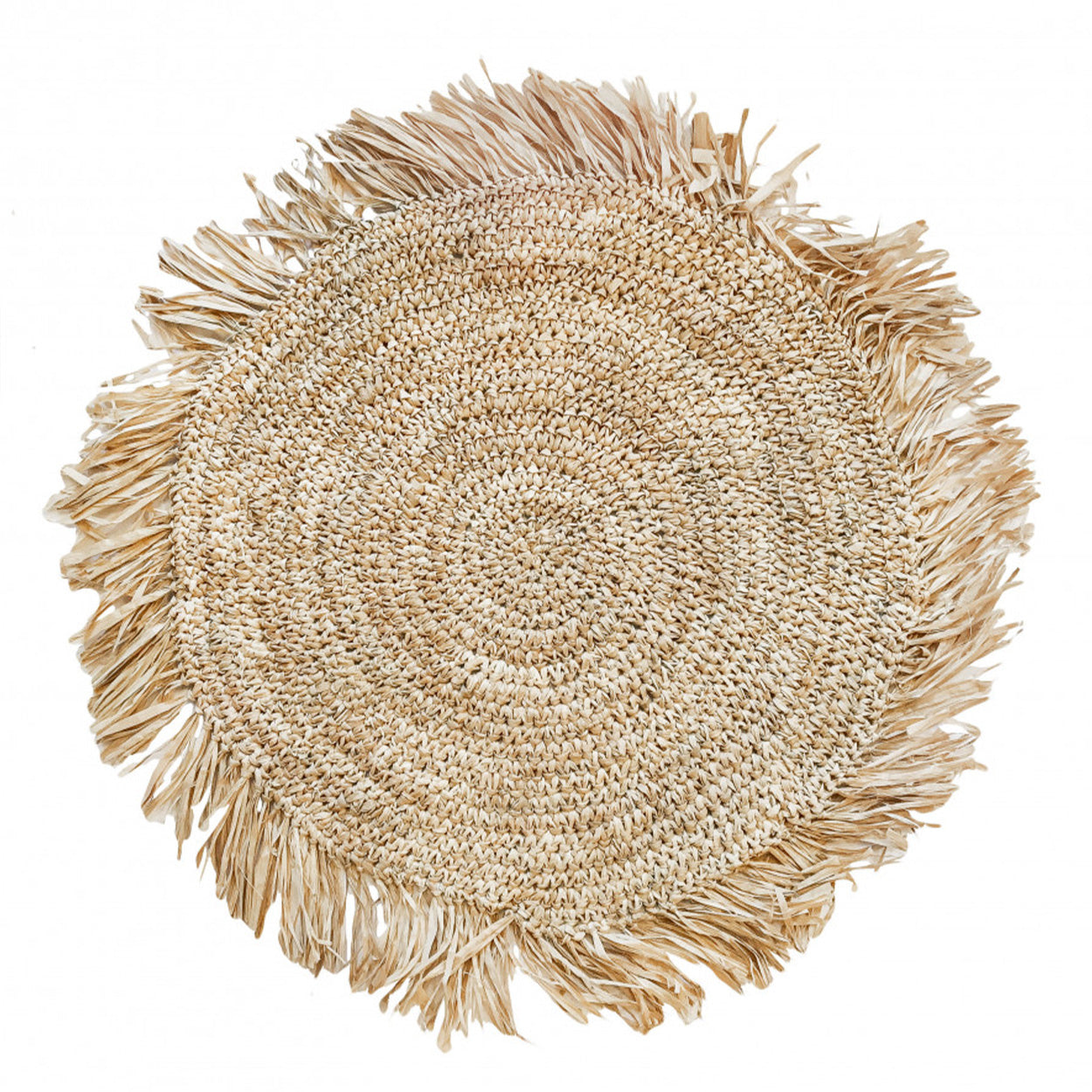 De Fringe Raffia Placemat Rond - Naturel Bazar Bizar