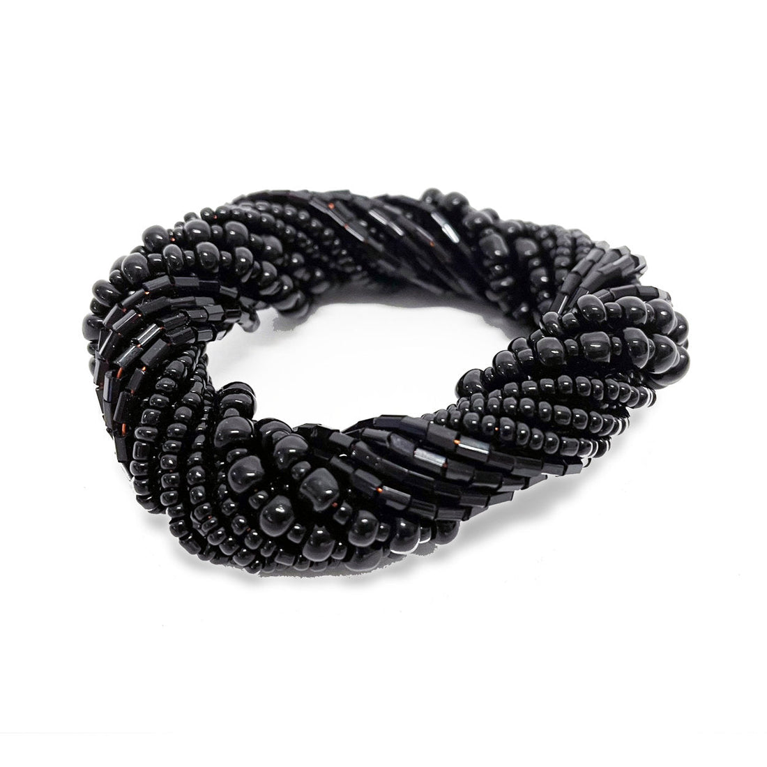 De Beaded Servetring - Zwart - Set van 4